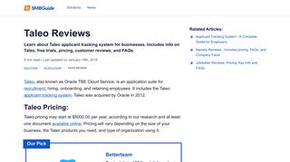 Taleo Reviews, Pricing, Key Info, and FAQs - The SMB Guide