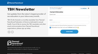 Sign up for the TBH Newsletter - Planned Parenthood
