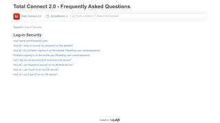 Total Connect 2.0 - Frequently Asked Questions Support - Helpshift