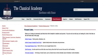 Parent Links - The Classical Academy