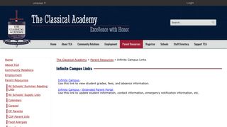 Infinite Campus Links - The Classical Academy