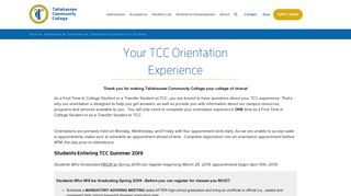 Orientation Information for Students - Tallahassee Community College