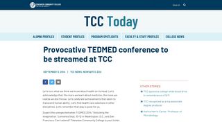 Provocative TEDMED conference to be streamed at TCC | TCC Today