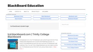 tcd blackboard student login - BlackBoard Education