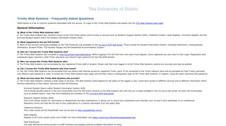 TCD Web Portal FAQ, Trinity College Dublin