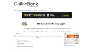 TCF Bank Online Banking Login - Online Bank Directory
