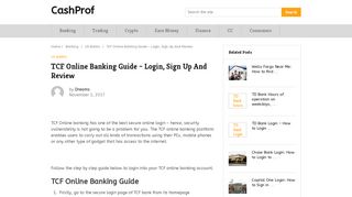 TCF Online Banking Guide - Login, Sign Up And Review - CashProf