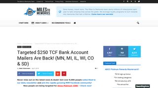 Targeted $250 TCF Bank Account Mailers Are Back! - Miles to Memories