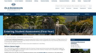 Entering Student Assessment (First-Year) - Old Dominion University