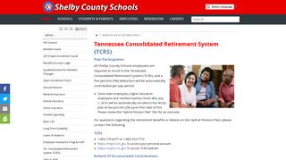 TN. Consolidated Retirement System (TCRS) - Shelby County Schools