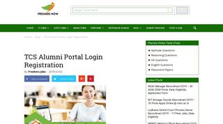 TCS Alumni Portal Login Registration - FreshersNow.Com