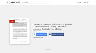 Certificate in Investment Banking Services & Entities TCS Business ...