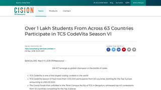 Over 1 Lakh Students From Across 63 Countries Participate in TCS ...