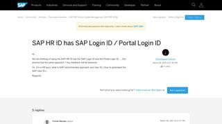 SAP HR ID has SAP Login ID / Portal Login ID - archive SAP