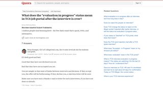 What does the 'evaluation in progress' status mean in TCS job ...