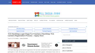 TCS NextStep Login Page Freshers | TCS Careers Registration ...