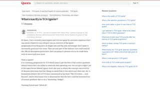 What exactly is TCS Ignite? - Quora