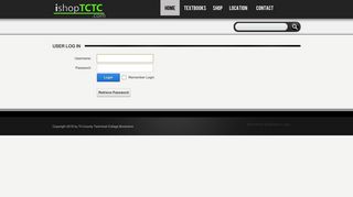 User Log In - TCTC Bookstore