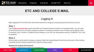 eTC and College E-Mail - Tri-County Technical College