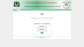 Universities Information Management System - Login
