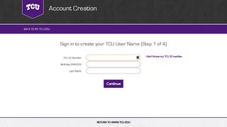 TCU | Account Creation