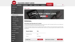Teachers Credit Union - Personal - Online Loan Pay