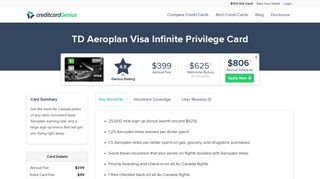 TD Aeroplan Visa Infinite Privilege Card | creditcardGenius