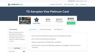 TD Aeroplan Visa Platinum Card | creditcardGenius