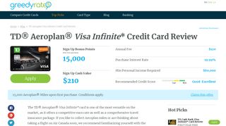 TD® Aeroplan® Visa Infinite* Card Review | Greedyrates.ca
