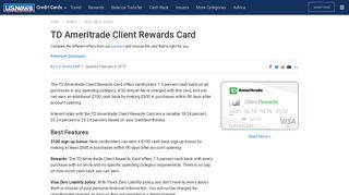 TD Ameritrade Client Rewards Card Review | U.S. News