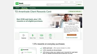 No Fee Cash Back Credit Card With Chip | TD Client Rewards - TD Bank
