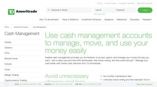 Cash Management | TD Ameritrade