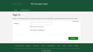TD Connect Card - Sign In - visaprepaidprocessing.com