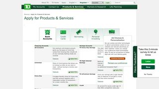 Online Banking - Apply for Products & Services | TD Canada Trusts