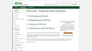 Visa Gift Card – Frequently Asked Questions (FAQ) | TD Bank