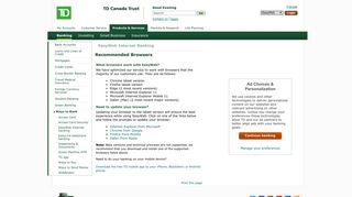 TD Canada Trust - EasyWeb Internet Banking - Supported Browsers