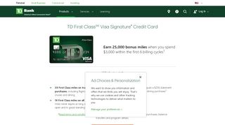 Airline Miles Rewards Card | TD First Class Visa Signature ... - TD Bank