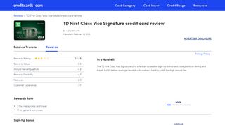 TD First Class Visa Signature credit card review - Credit Cards