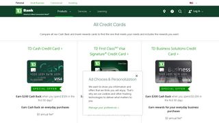 Apply for a Credit Card Online | TD Bank Rewards Credit Cards