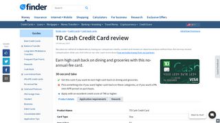 TD Cash Credit Card review | finder.com