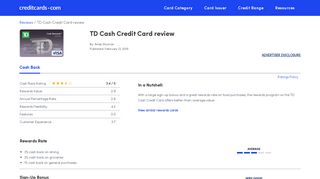 TD Cash Credit Card Review - CreditCards.com