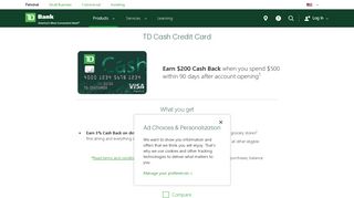 TD Cash Credit Card | Dining and Grocery Rewards Card
