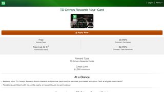 TD Drivers Rewards Visa Credit Card | TD Canada Trust