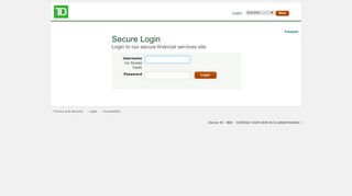 Login to our secure financial services site: TD