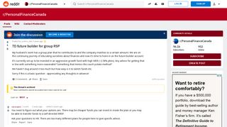 TD future builder for group RSP : PersonalFinanceCanada - Reddit