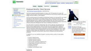 Employee Benefits: Client Services - TD Bank