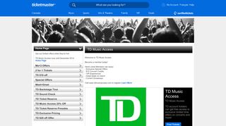 TD Bank Microsite - Ticketmaster