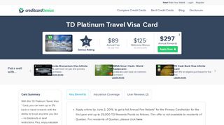 TD Platinum Travel Visa* Card | creditcardGenius