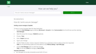 How do I send a secure message? - TD Canada Trust