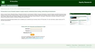 the TD Securities Equity Research Portal